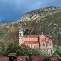 Pilgrimage church Basílica de Covadonga where the King Pelayo initiated the Christian reconquest of the Iberian Peninsula from the Moors in the year 722
